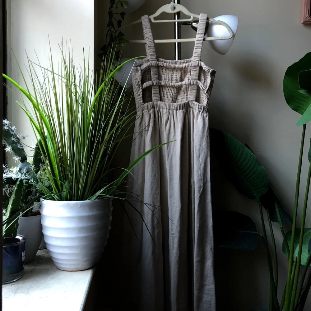 Moon River beige linen blend Maxi dress - Picture 4 of 8